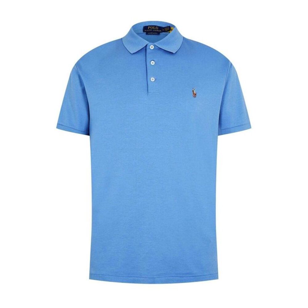 Ralph Lauren Mens Pima Cotton Slim Short-Sleeved Polo Shirt / Sky Blue